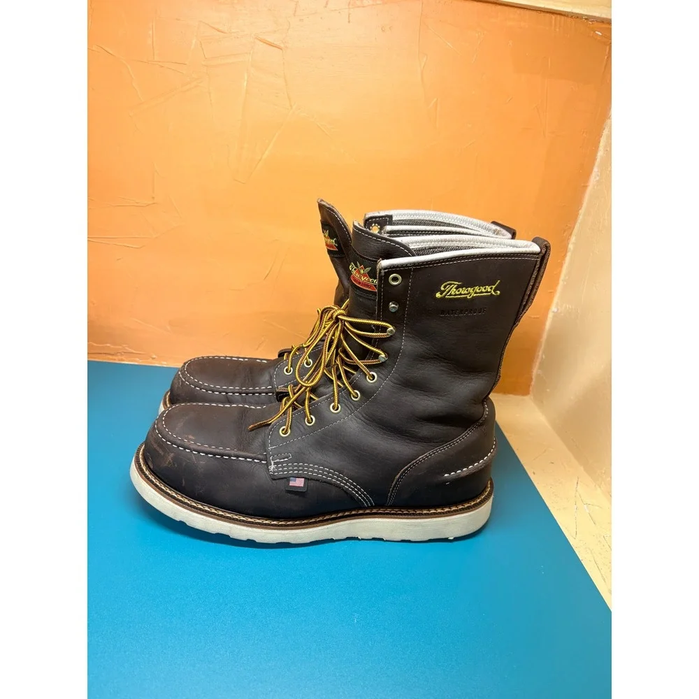 Thorogood Mens 13D 1957 Series Dark Brown Leather Moc Steel Toe Work Boots